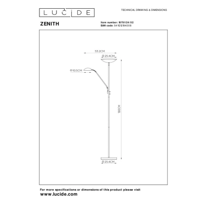 lafabryka.pl ZENITH - Lampa podłogowa - LED Dim. - 3000K - Black 19791/24/30 Lucide